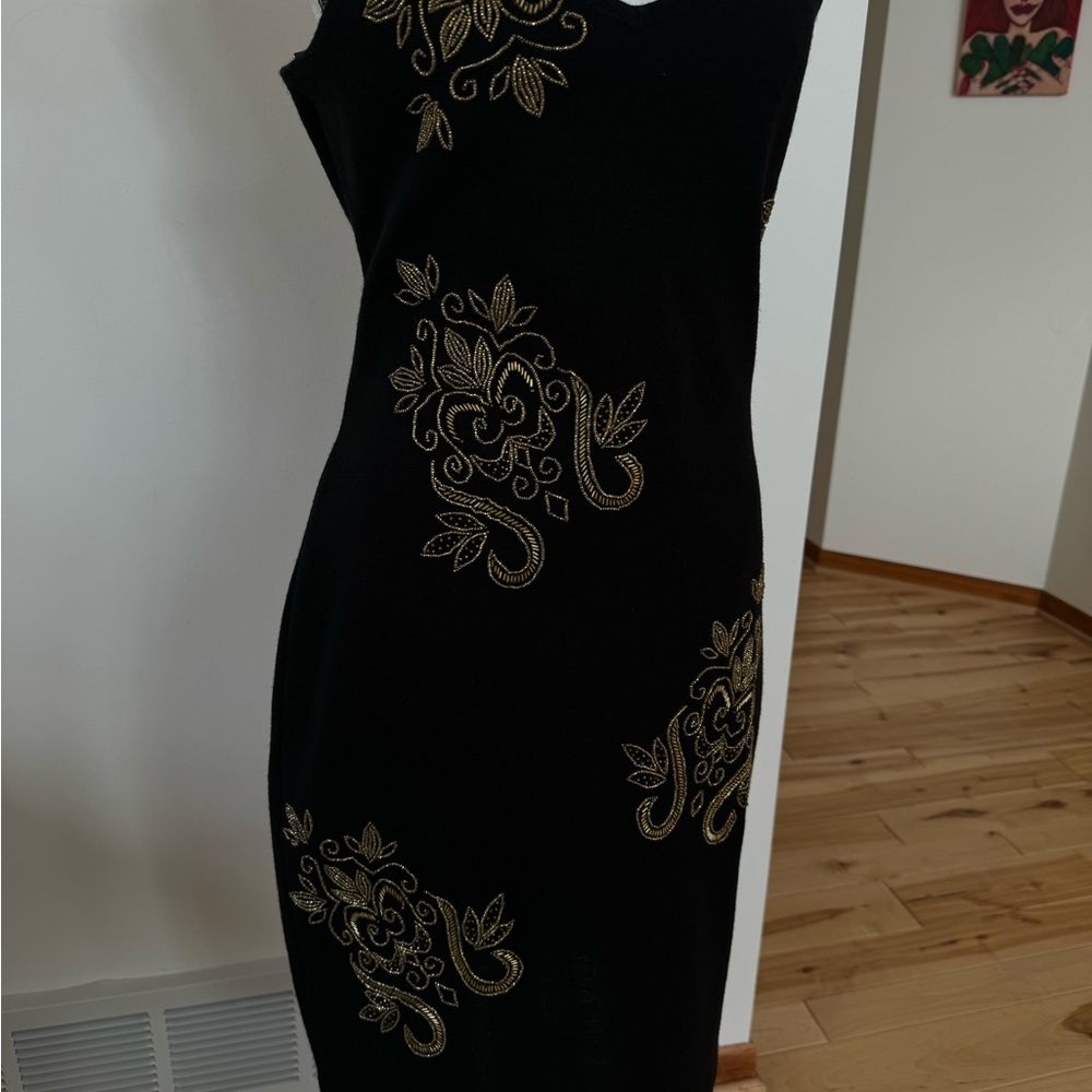 Night out dress black gold spaghetti straps - Picture 8 of 12
